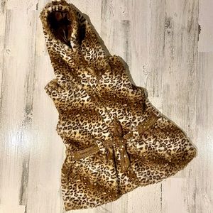 Girls Faux Fur Vest - Gold Sequin - Size 4